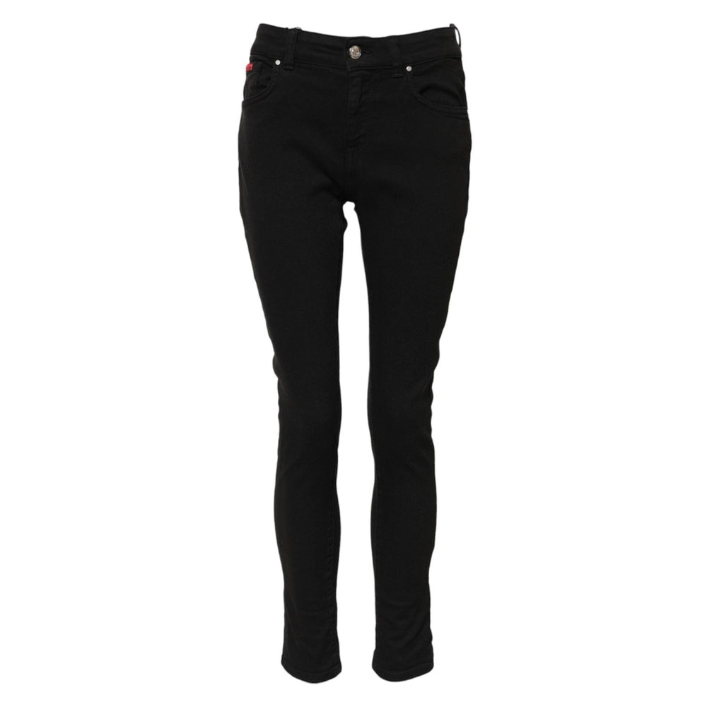 Dolce & Gabbana Black Cotton Logo Skinny Mid Waist Denim Jeans PAN75955-38