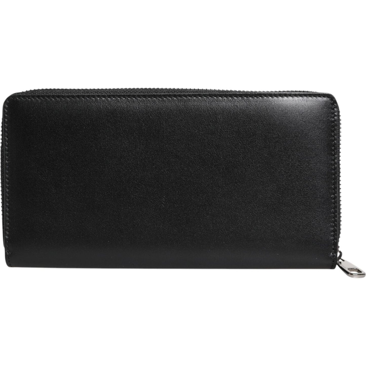 Dolce & Gabbana Black Leather Logo Plaque Zip Around Continental Wallet BAG4574
