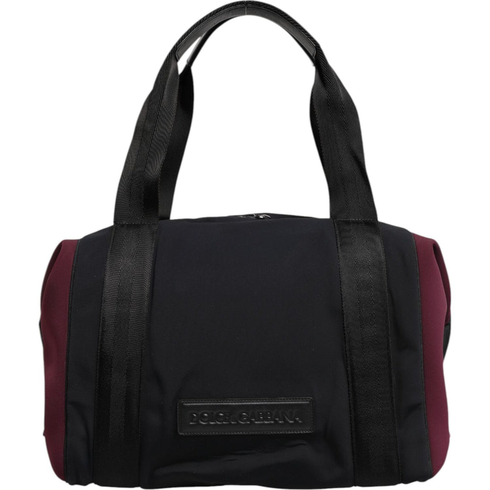 Dolce & Gabbana Black Maroon Hand Shoulder Duffel Travel Bag BAG4643