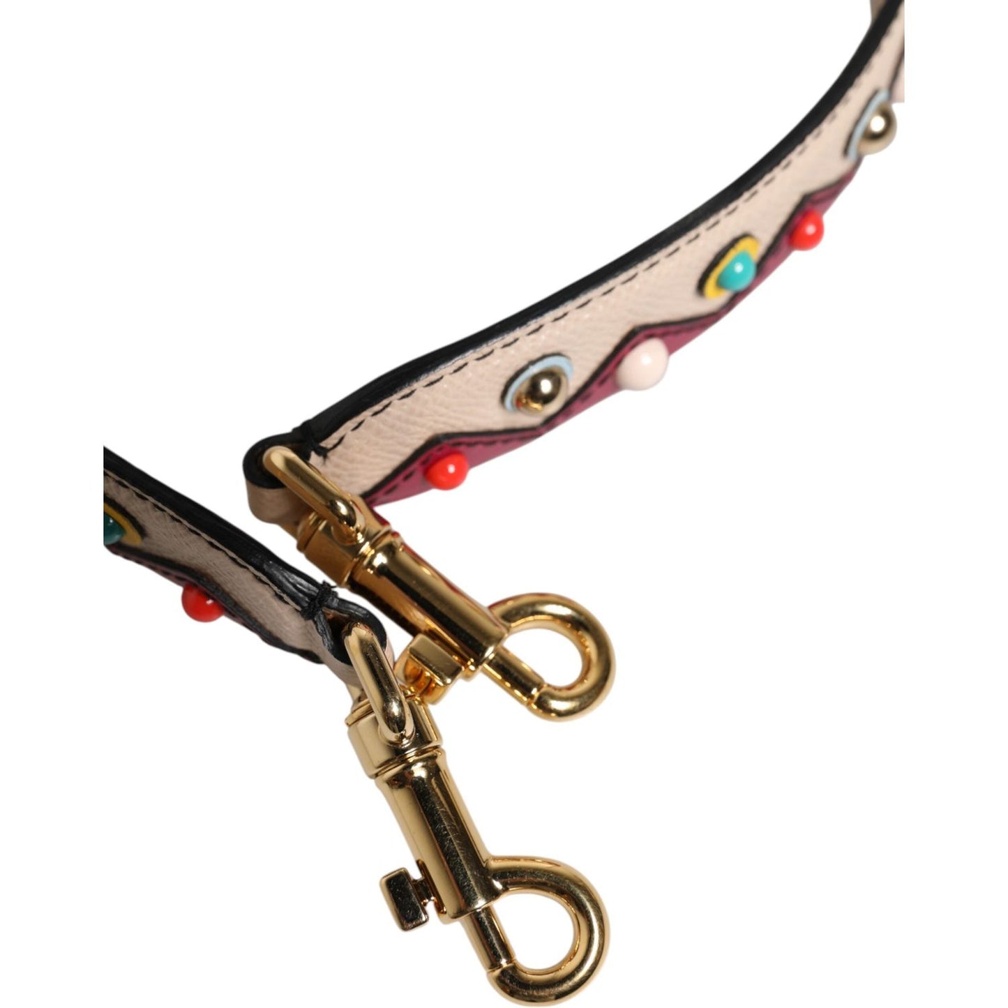 Dolce & Gabbana Beige Red Leather Handbag Accessory Shoulder Strap BEL8225