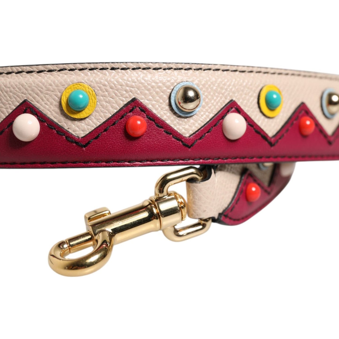 Dolce & Gabbana Beige Red Leather Handbag Accessory Shoulder Strap BEL8225