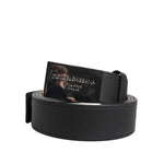 Dolce & Gabbana Black Leather Silver Metal Logo Buckle Belt BEL9262-90