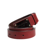 Dolce & Gabbana Maroon Classic Leather Metal Logo Buckle Belt BEL9402-90