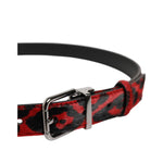 Dolce & Gabbana Black Red Leopard Silver Metal Buckle Belt BEL9466-90