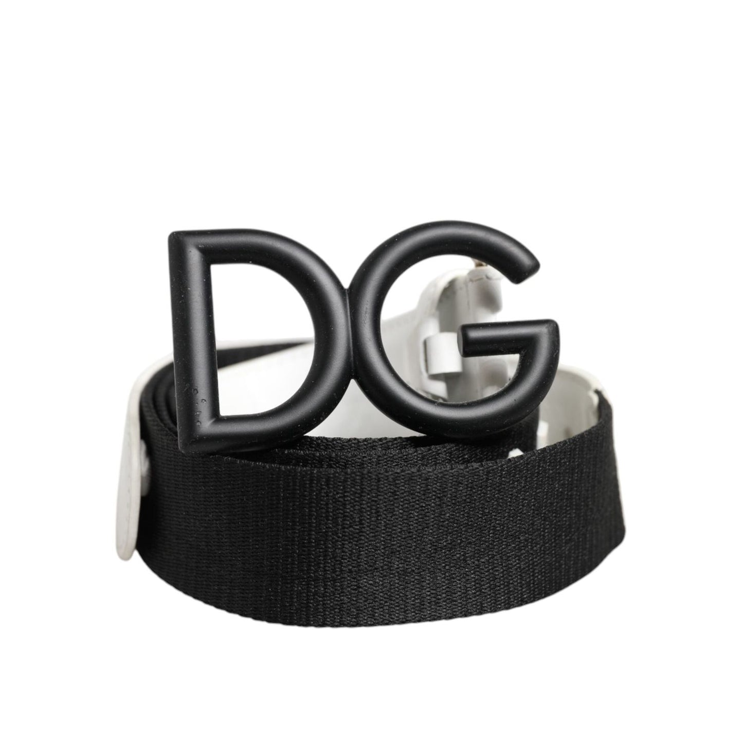 Dolce & Gabbana Black White Metal DG Logo Buckle Belt