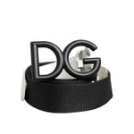 Dolce & Gabbana Black White Metal DG Logo Buckle Belt