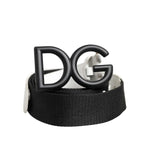 Dolce & Gabbana Black White Metal DG Logo Buckle Belt