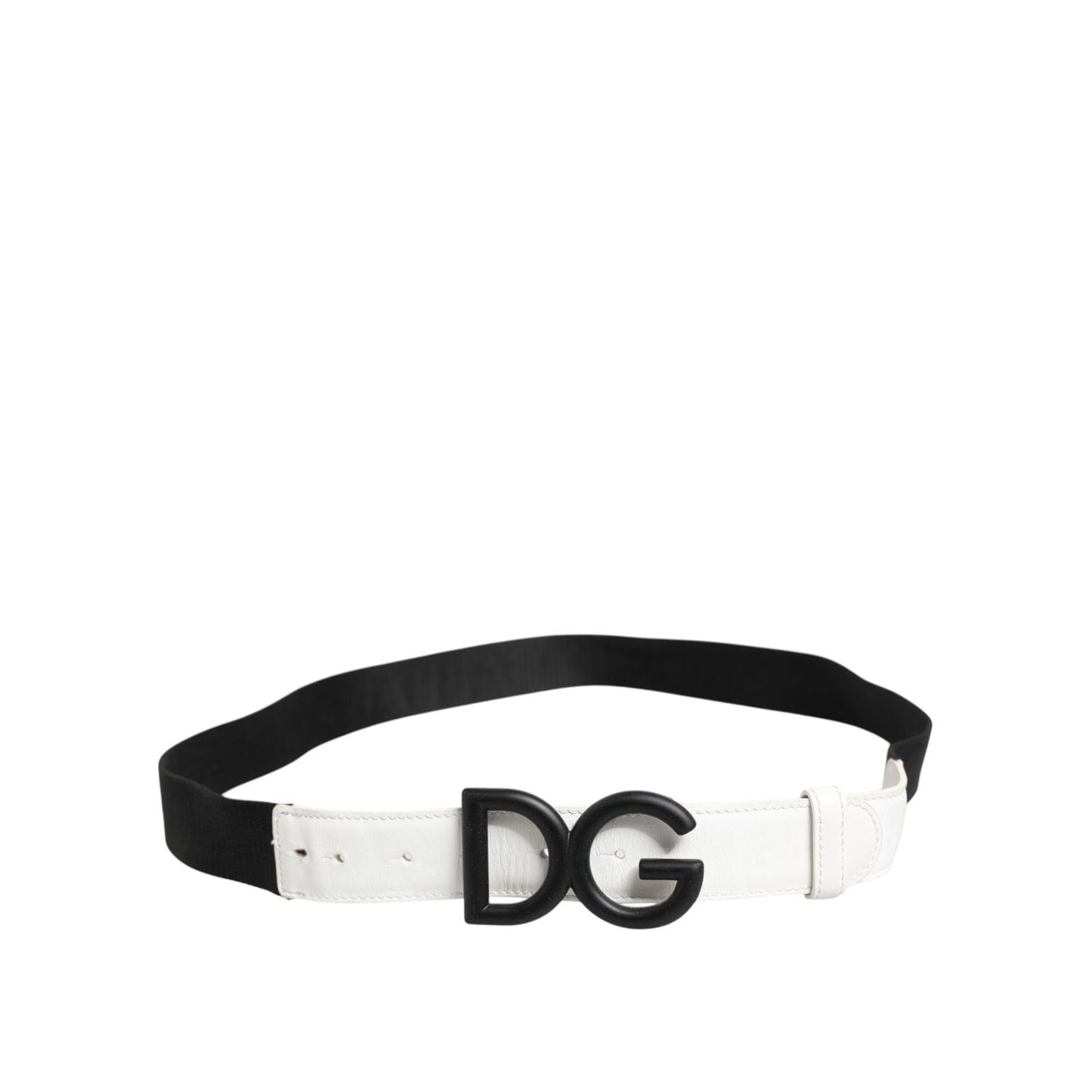 Dolce & Gabbana Black White Metal DG Logo Buckle Belt