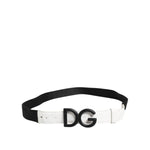 Dolce & Gabbana Black White Metal DG Logo Buckle Belt