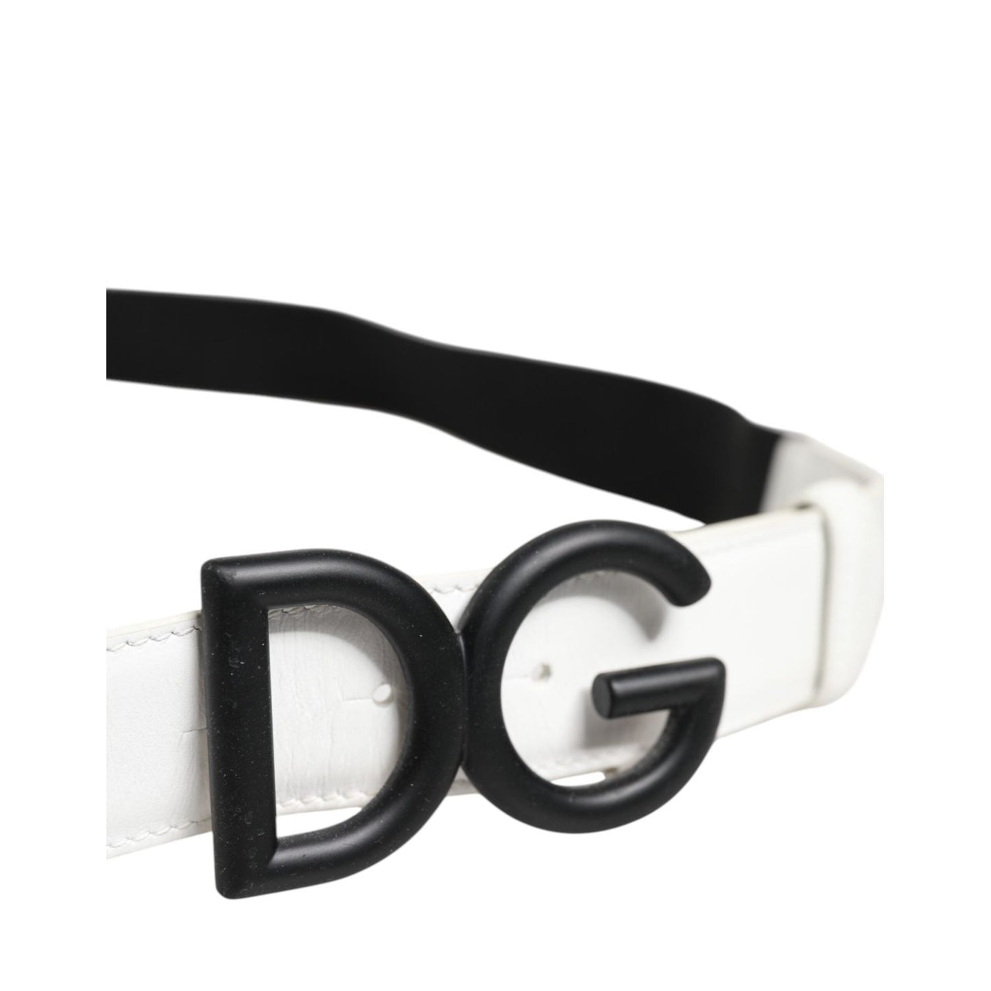 Dolce & Gabbana Black White Metal DG Logo Buckle Belt