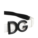 Dolce & Gabbana Black White Metal DG Logo Buckle Belt