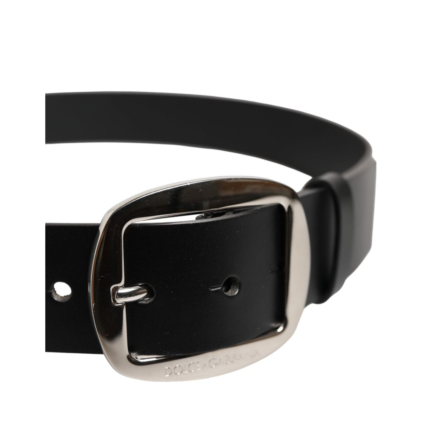 Dolce & Gabbana Black Leather Classic Metal Buckle Belt BEL9480-90