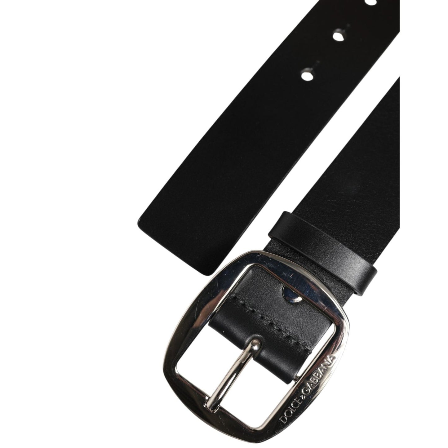 Dolce & Gabbana Black Leather Classic Metal Buckle Belt BEL9480-90