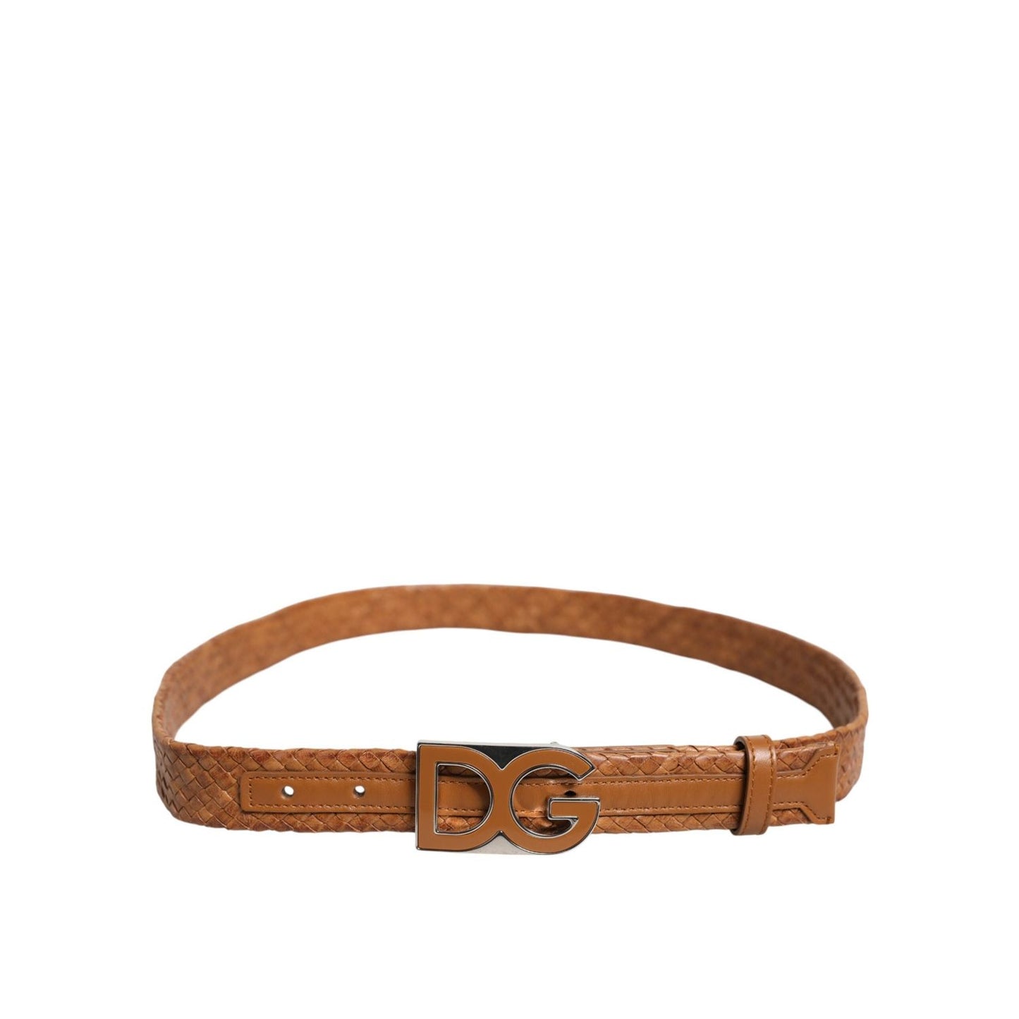 Dolce & Gabbana Brown Braided Metal DG Logo Buckle Belt BEL9483-100