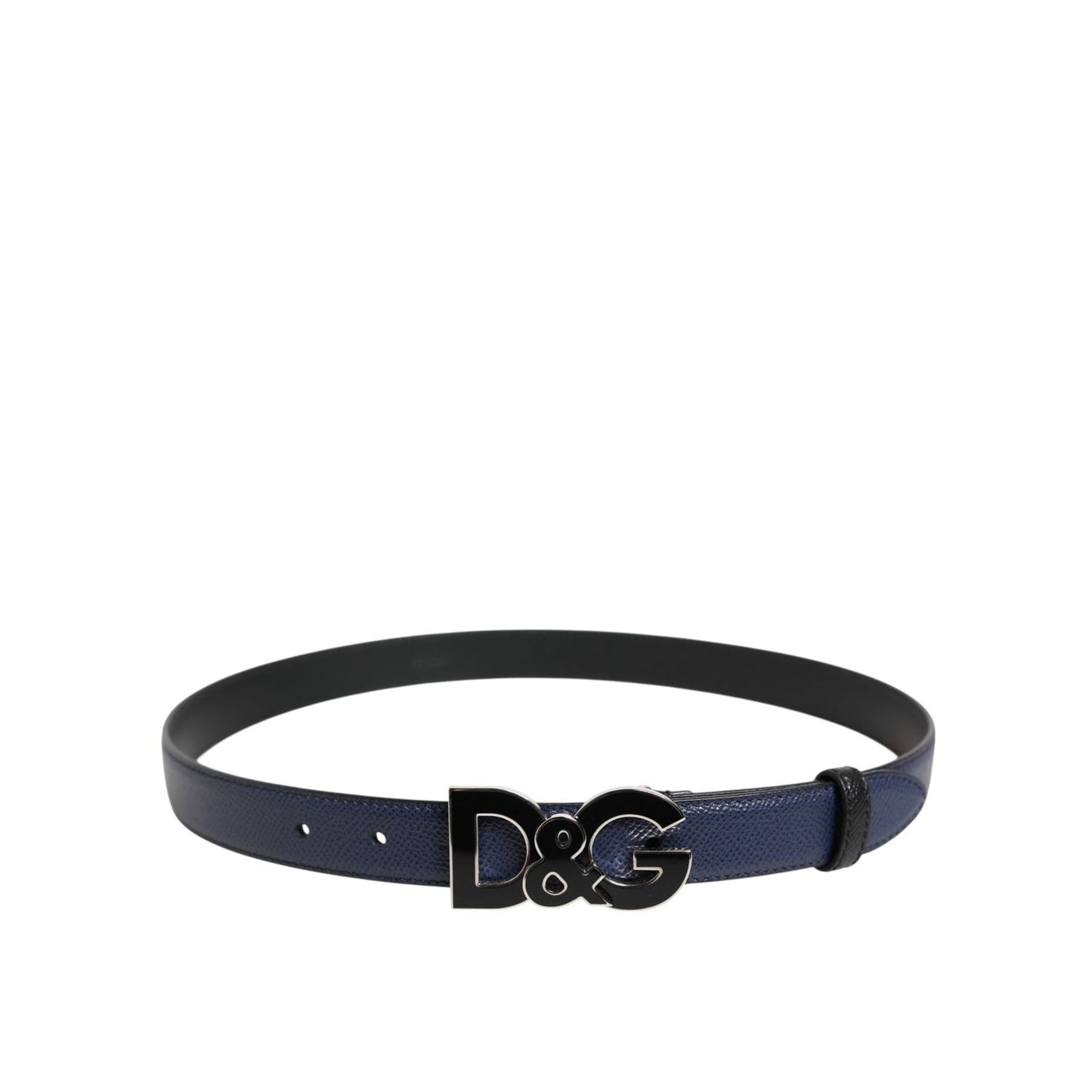 Dolce & Gabbana Blue Leather Classic Metal DG Logo Buckle Belt BEL9487-80