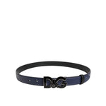 Dolce & Gabbana Blue Leather Classic Metal DG Logo Buckle Belt BEL9487-80