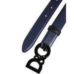Dolce & Gabbana Blue Leather Classic Metal DG Logo Buckle Belt BEL9487-80