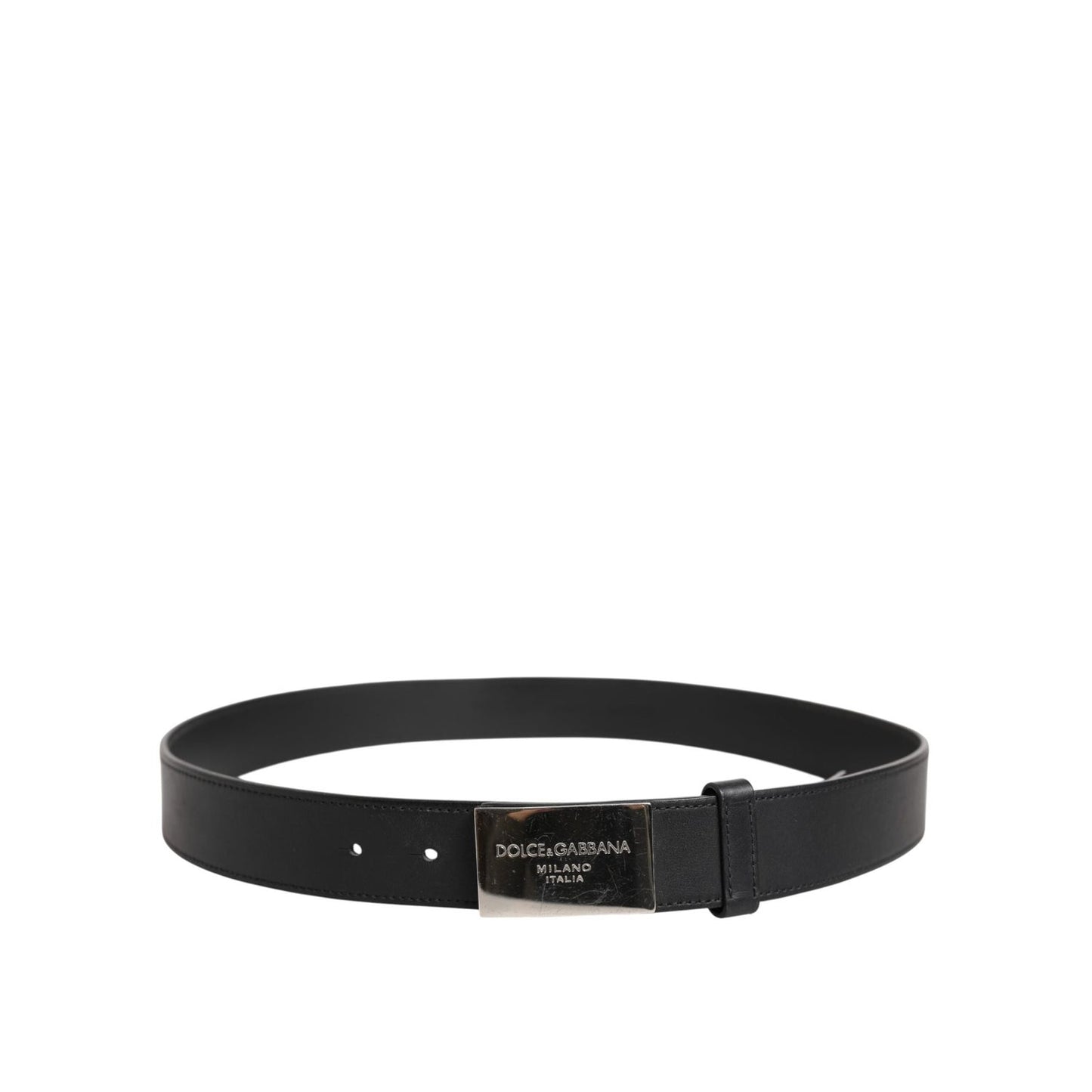 Dolce & Gabbana Black Leather Classic Metal Logo Buckle Belt BEL9491-90