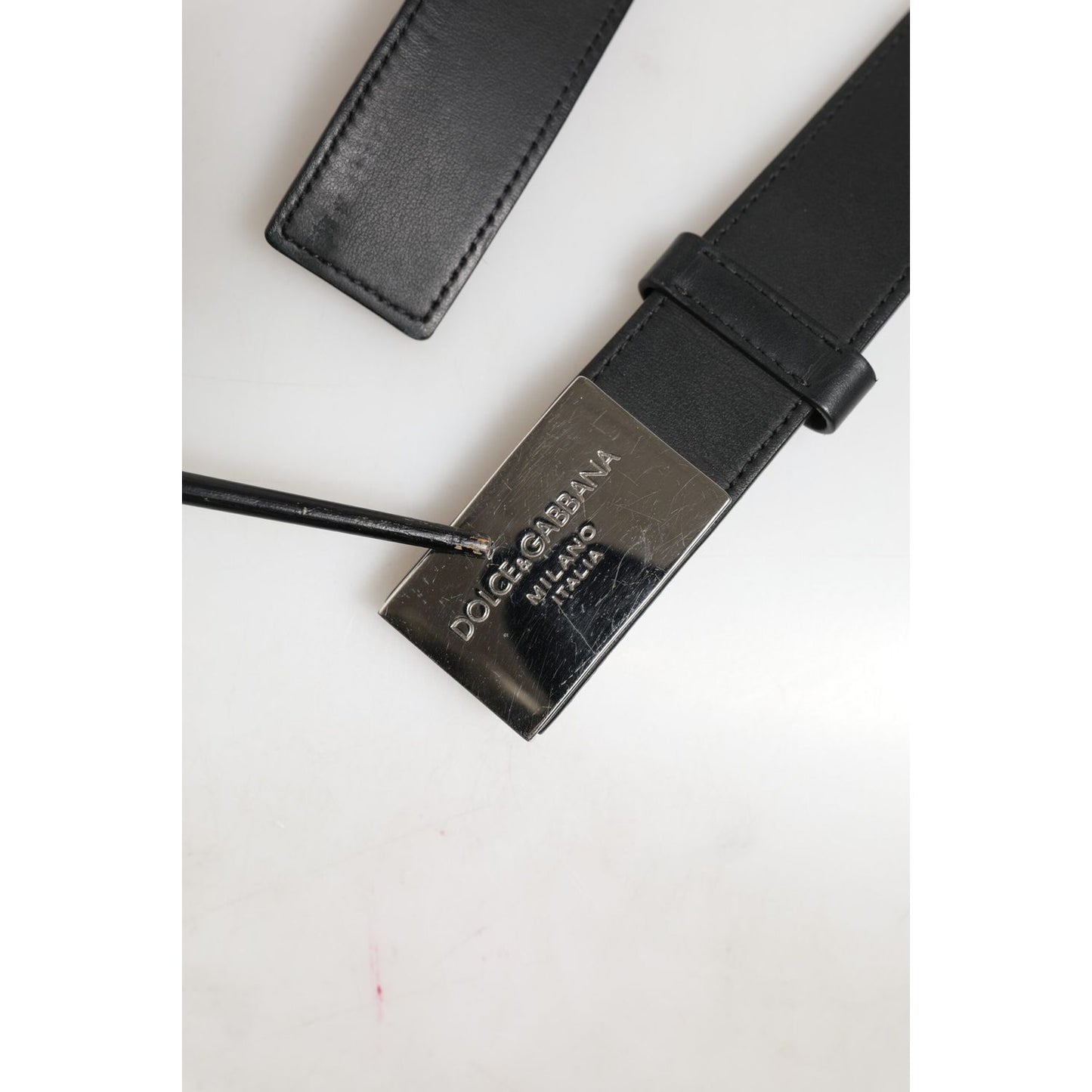Dolce & Gabbana Black Leather Classic Metal Logo Buckle Belt BEL9491-90