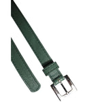 Dolce & Gabbana Dark Green Leather Silver Metal Buckle Belt