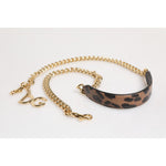 Dolce & Gabbana Brown Leopard Gold Brass Chain Accessory Shoulder Strap