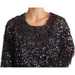 Dolce & Gabbana Black Sequined Long Sleeve Shift Midi Dress DR1929-42