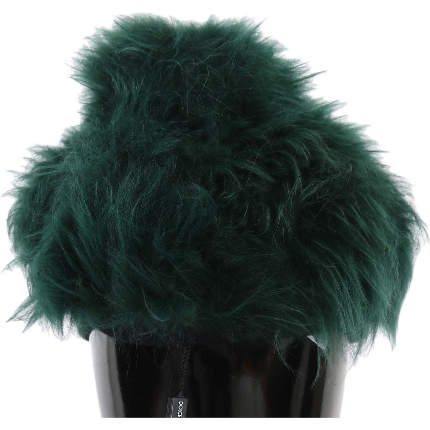 Dolce & Gabbana Green Fur DG Logo Embroidered Cloche Hat HAT70209-56