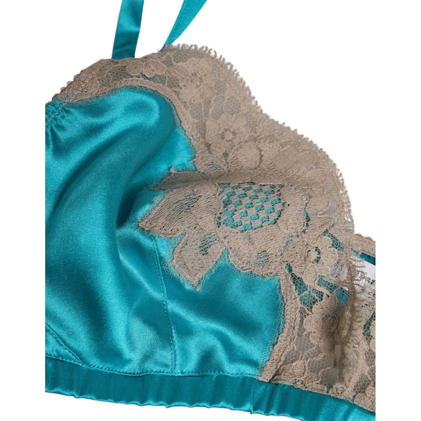 Dolce & Gabbana Green Floral Lace Silk Non Wire Bra Underwear