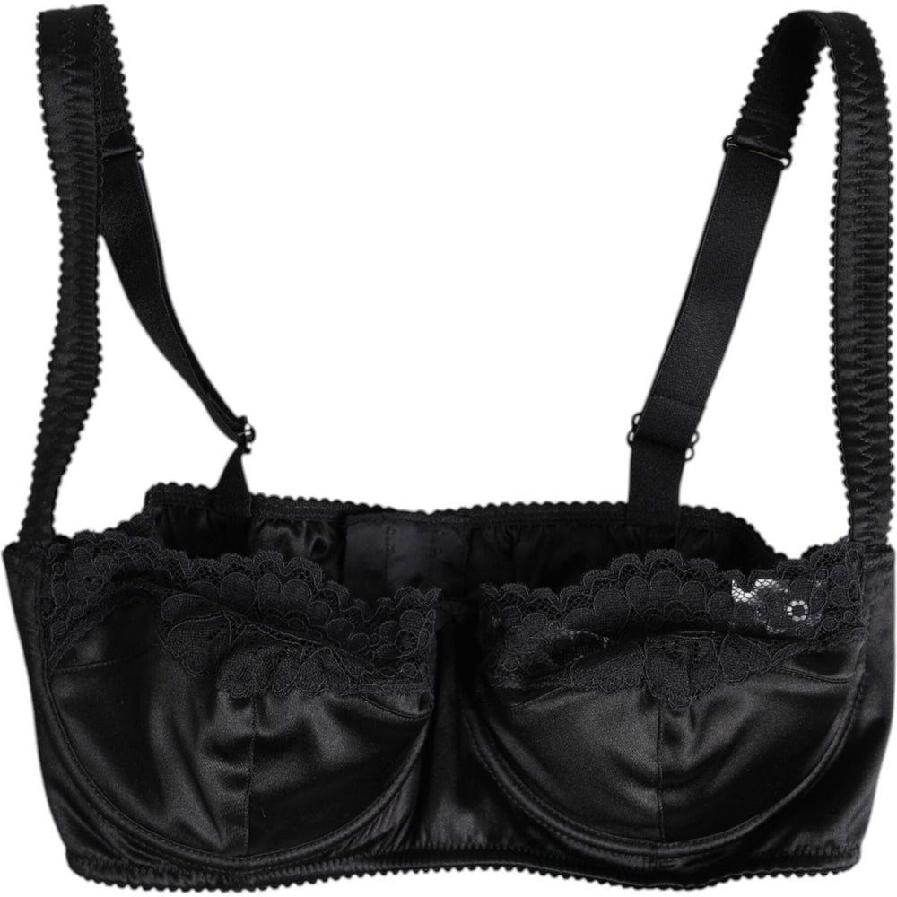 Dolce & Gabbana Black Silk Underwired Balconette Bra Underwear BIK1408-4