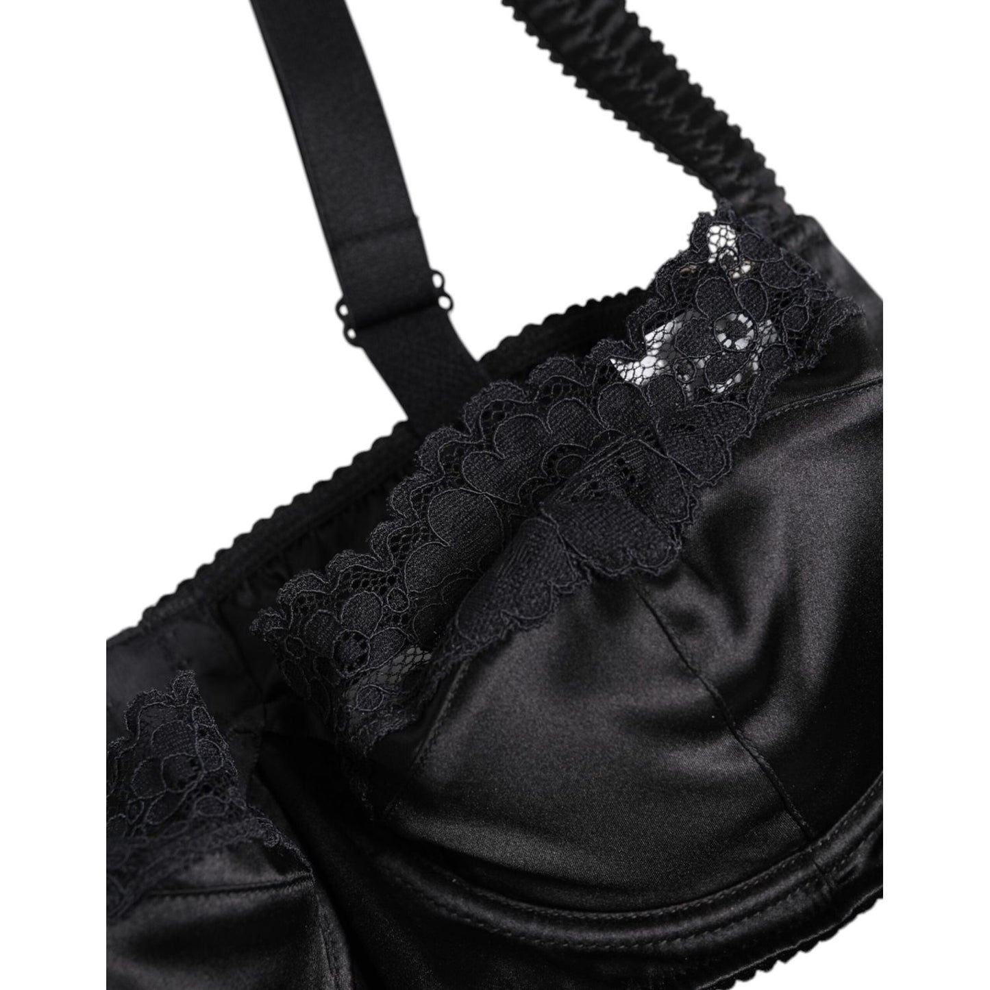 Dolce & Gabbana Black Silk Underwired Balconette Bra Underwear BIK1408-4