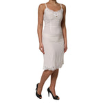 Dolce & Gabbana White Lace Gold DG Logo Silk Dress Sleepwear DR81793-40
