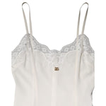 Dolce & Gabbana White Lace Gold DG Logo Silk Dress Sleepwear DR81793-40