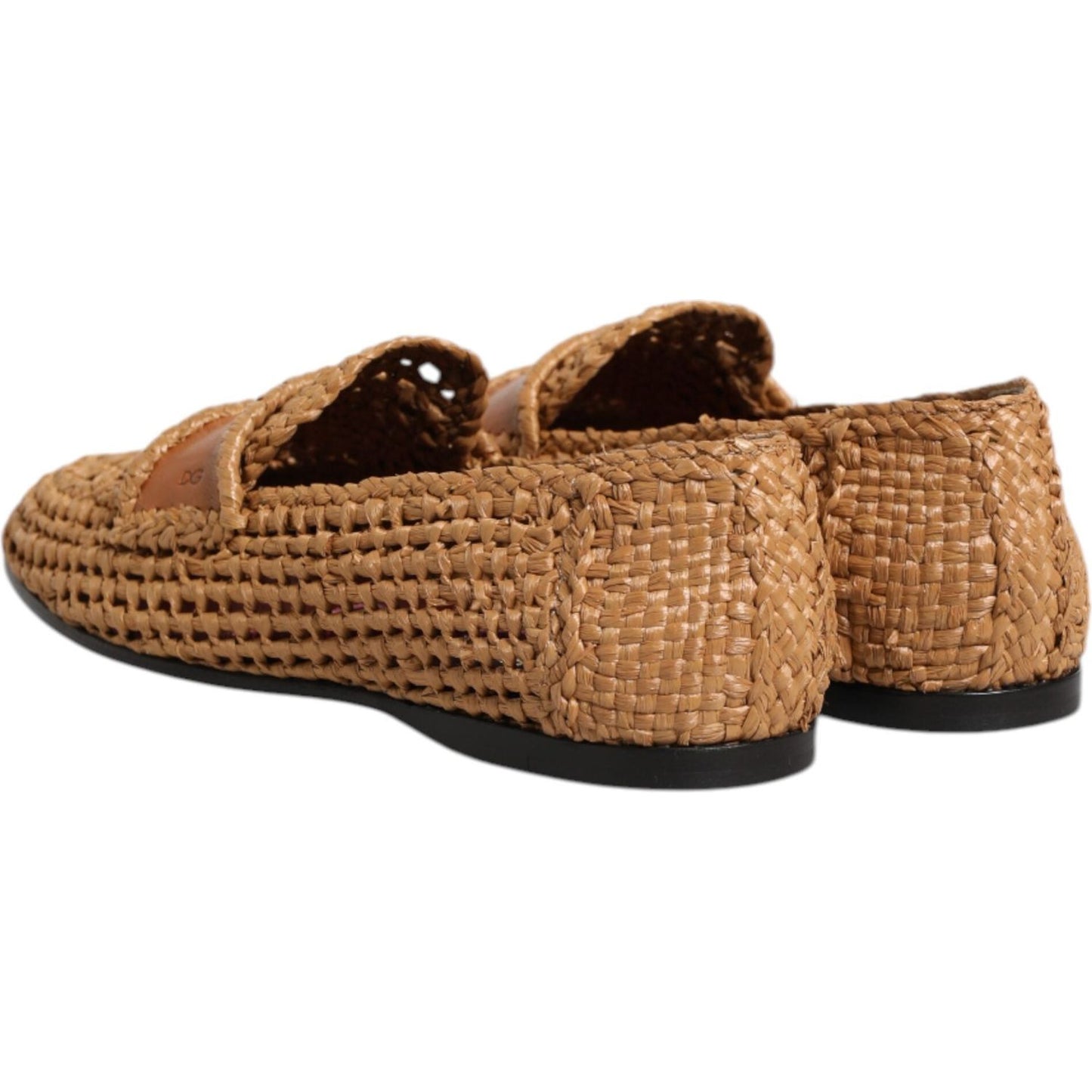 Dolce & Gabbana Brown Woven Raffia Slip On Loafers Shoes MV7617-40.5