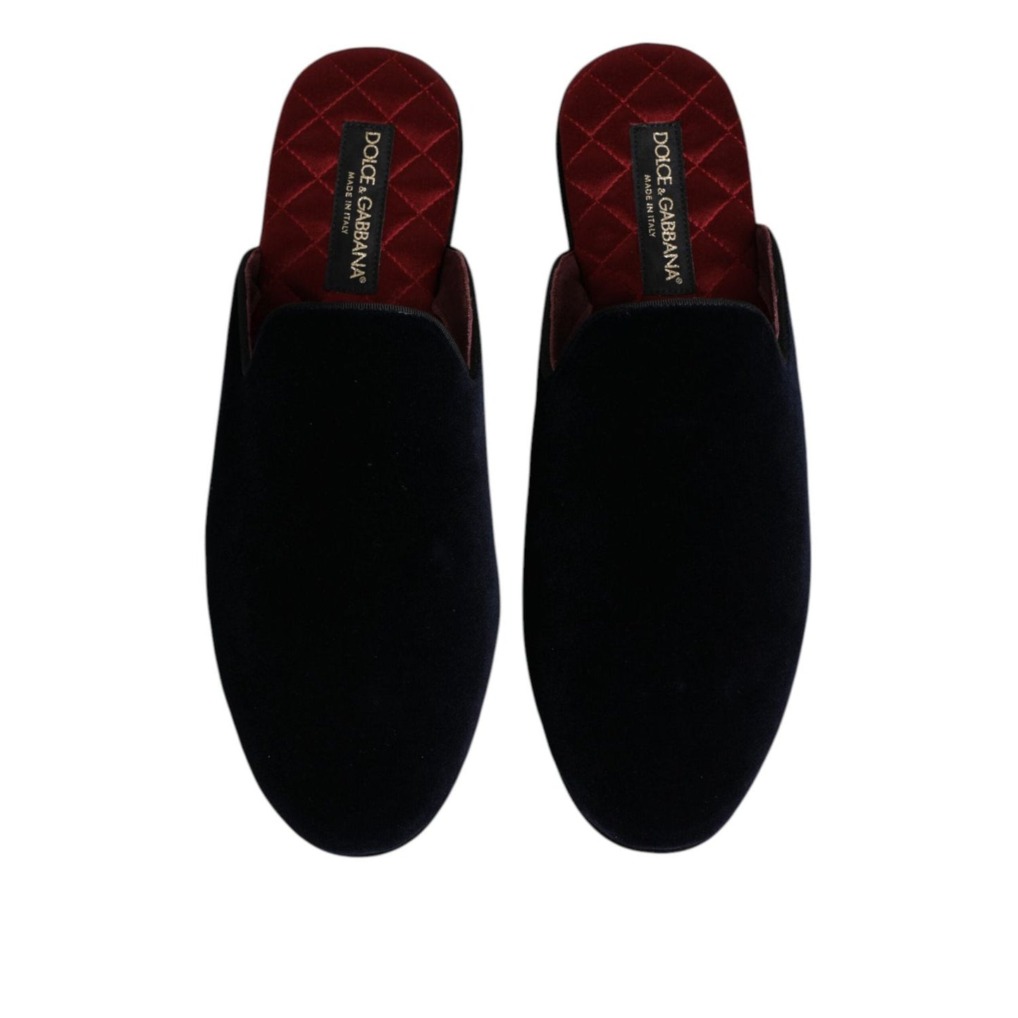 Dolce & Gabbana Dark Blue Viscose Velvet Slides Flat Slipper Shoes MV7622-43