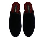 Dolce & Gabbana Dark Blue Viscose Velvet Slides Flat Slipper Shoes MV7622-43