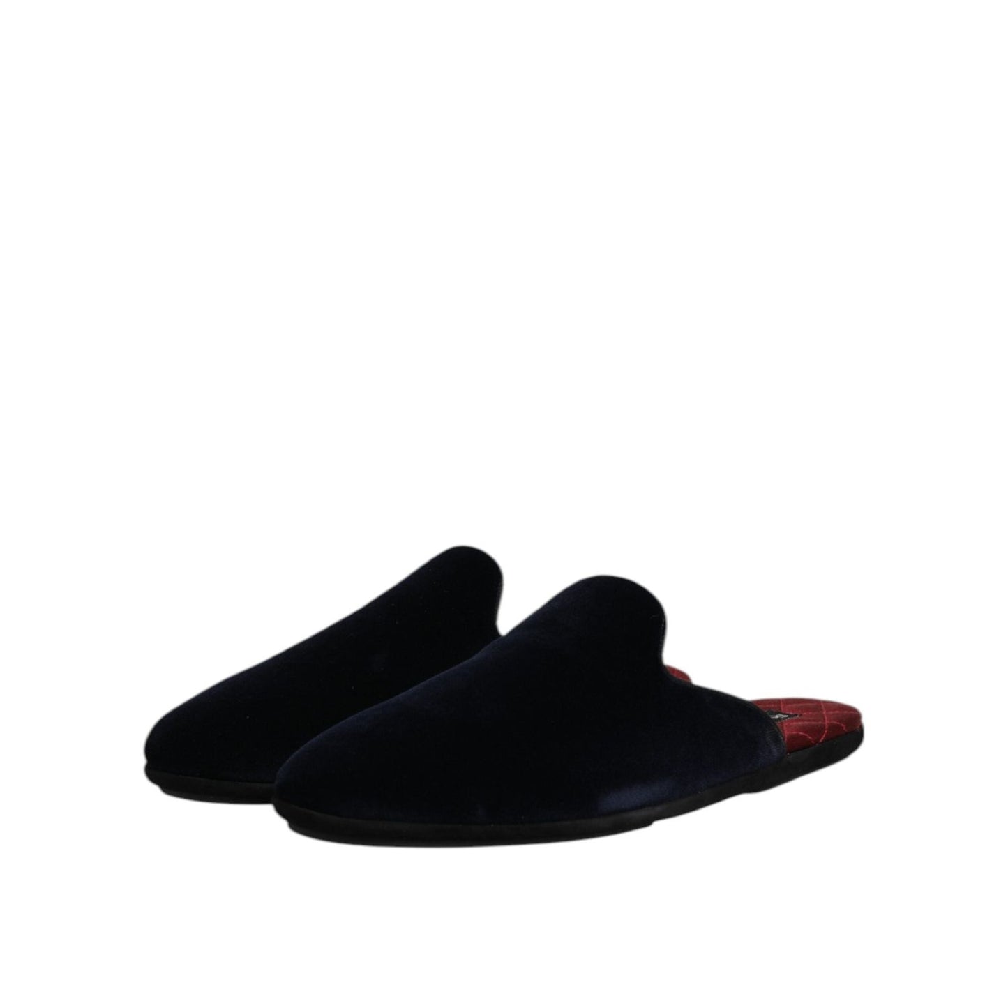 Dolce & Gabbana Dark Blue Viscose Velvet Slides Flat Slipper Shoes MV7622-43