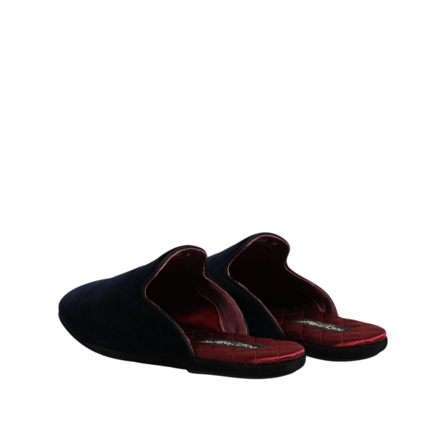 Dolce & Gabbana Dark Blue Viscose Velvet Slides Flat Slipper Shoes MV7622-43
