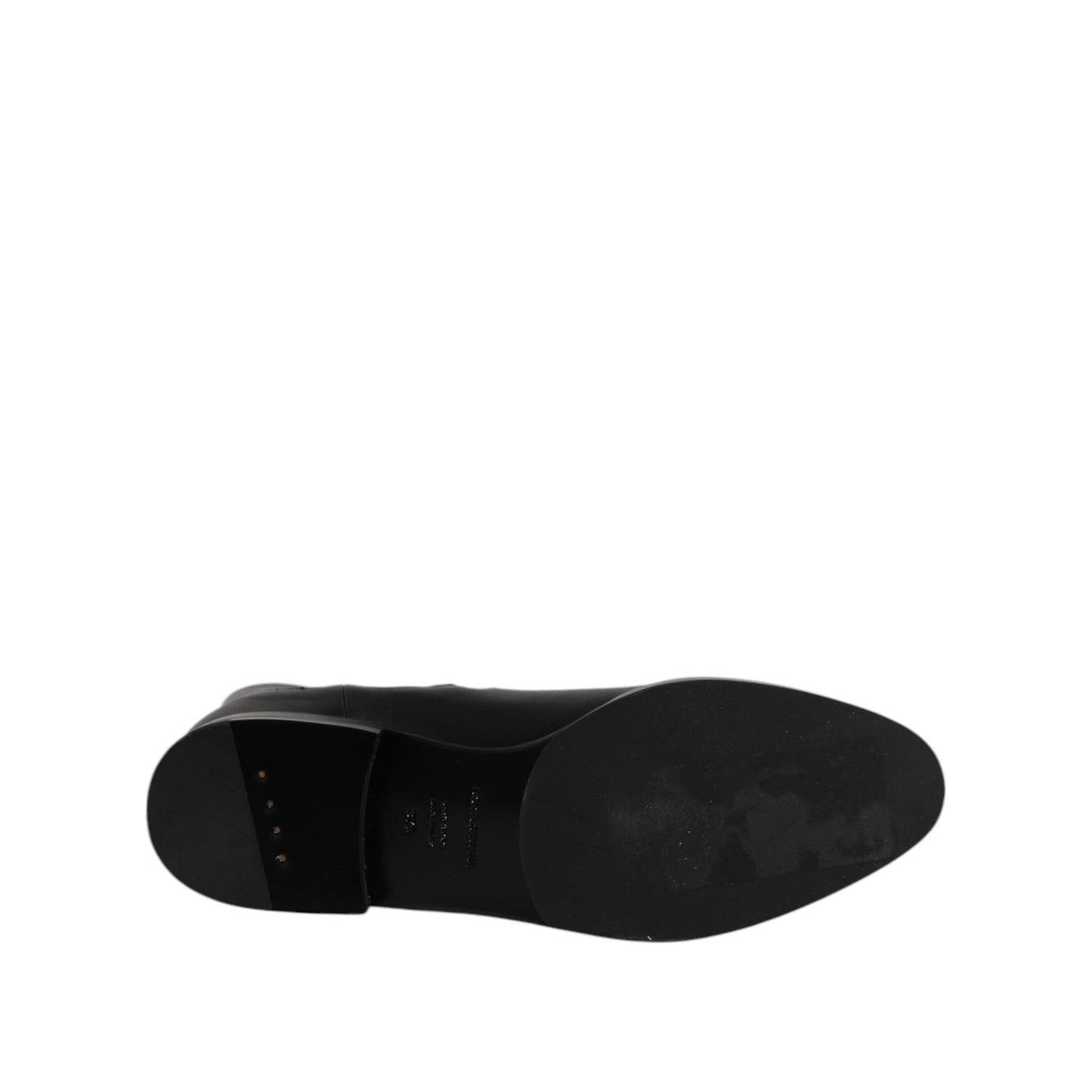 Dolce & Gabbana Black Leather Flats Logo Short Boots Shoes LA12715-37.5