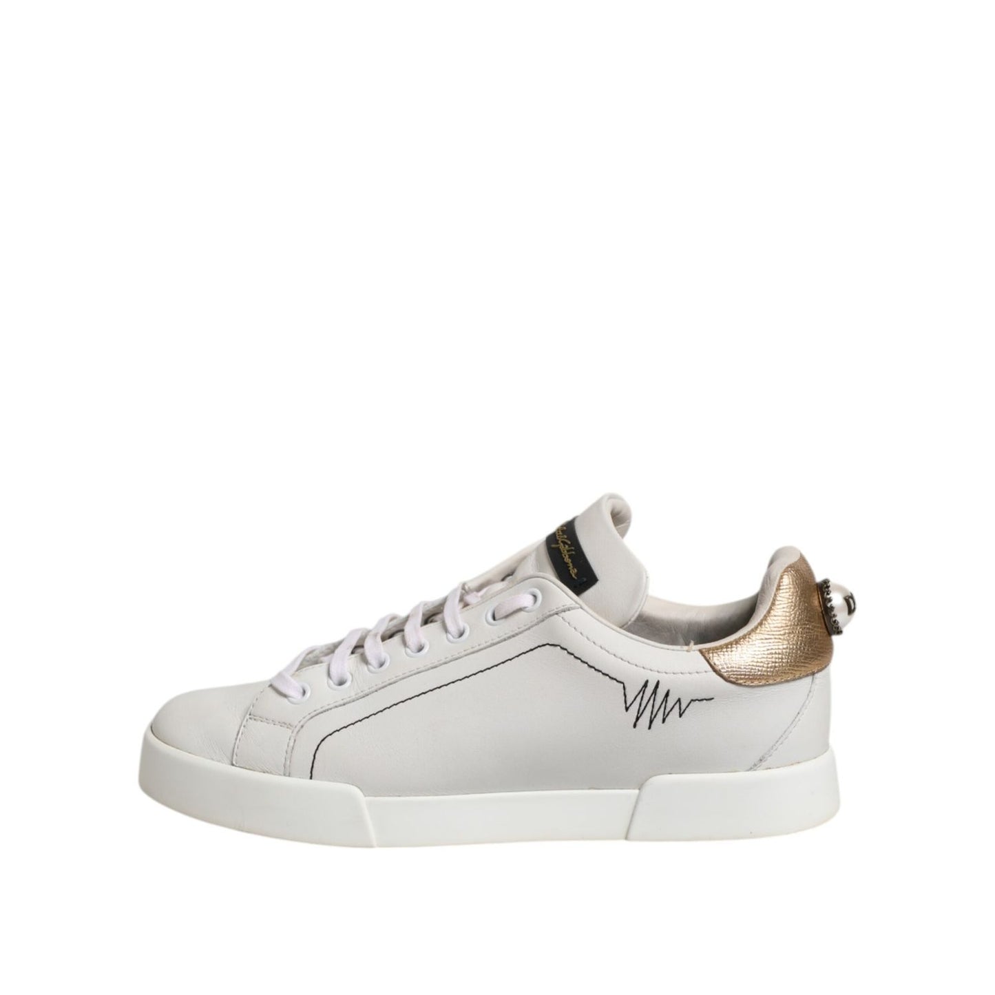 Dolce & Gabbana White Gold Leather Low Top Sneakers Shoes LA12760-39