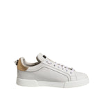 Dolce & Gabbana White Gold Leather Low Top Sneakers Shoes LA12760-39