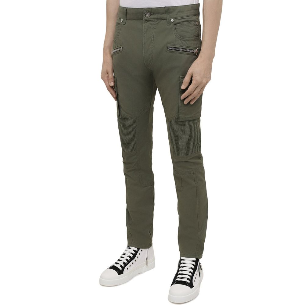 Balmain Green Cotton Cargo Pants
