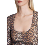 Ganni Pleated Georgette Leopard Midi Dress GA-8735481364692-42