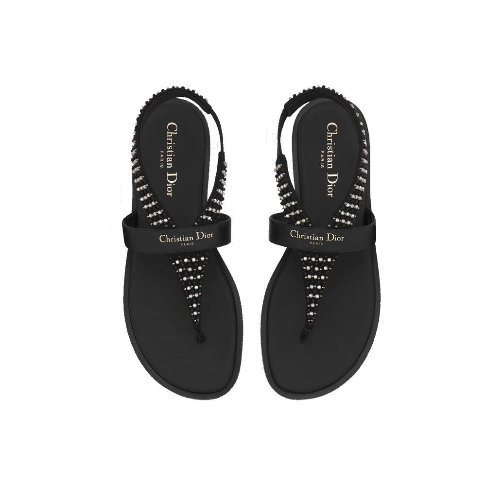 Dior Black Calfskin Flat Sandals