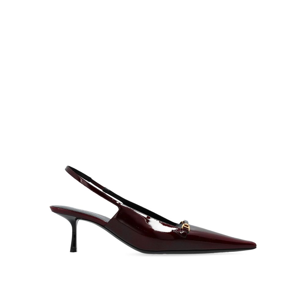 Saint Laurent Burgundy Calfskin Mid Heel Pumps