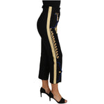 Dolce & Gabbana Military Embellished Pants Black Gold Dress Pant PAN61081-38