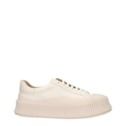 Jil Sander Beige Leather Platform Sneakers