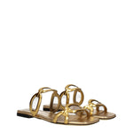 Valentino Garavani Gold Leather Slippers Sandals VA-8547405594889-EU37/US7