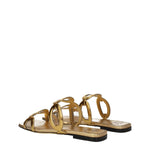 Valentino Garavani Gold Leather Slippers Sandals VA-8547405594889-EU37/US7