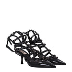 Valentino Garavani Black Leather Stiletto Heels Sandals VA-8547461595401-EU36.5/US6.5