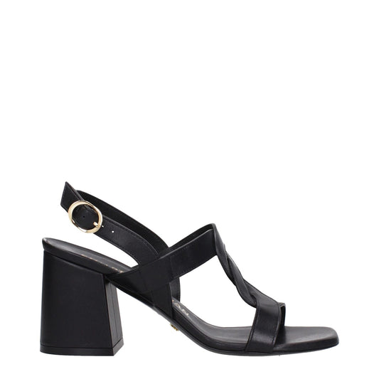 Stuart Weitzman Black Leather Platform Sandals
